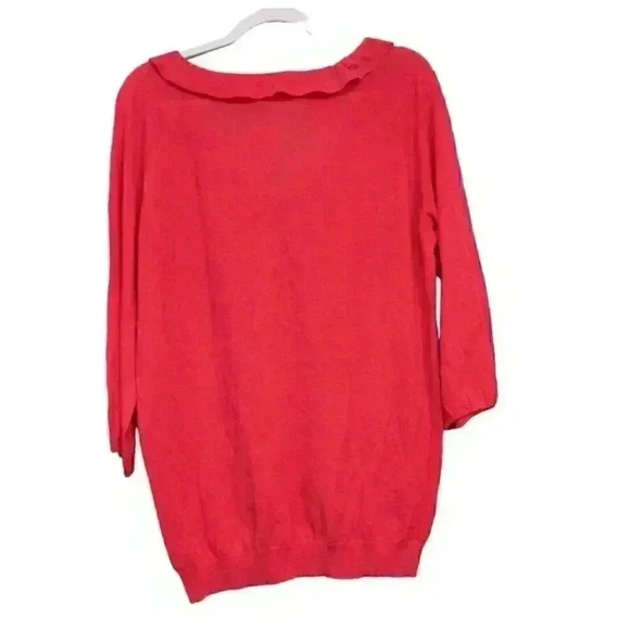 NWT Ann Taylor LOFT Sz XXL Blouse Long Sleeve Pink Linen Cotton Colorful Ruffle - Picture 9 of 13